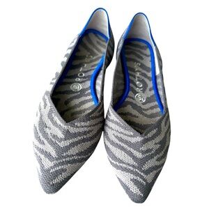 Like New Rothy's The Point Gray Zebra Neutral Striped Flats Sz 9.5 - Retired!